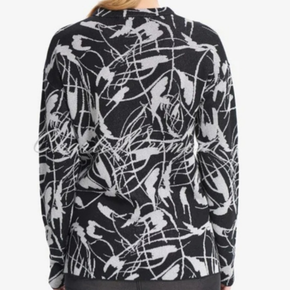 Joseph Ribkoff silver metallic jacquard sweater - Picture 6 of 8